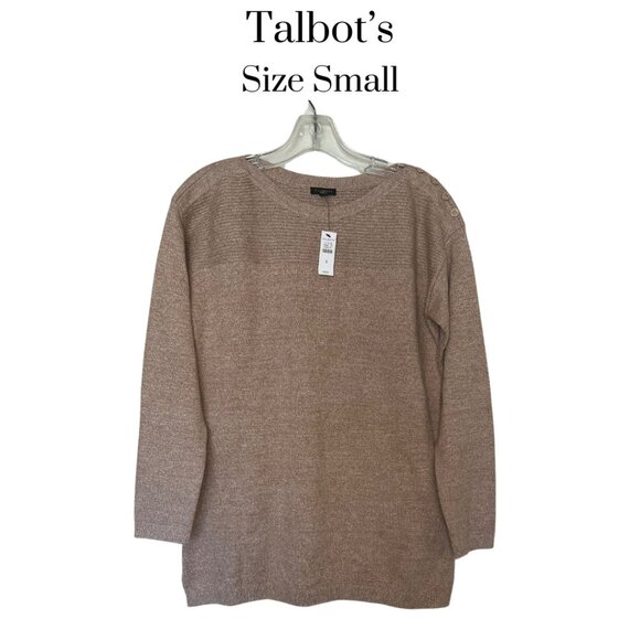 NWT Talbots Ribbed button shoulder boat neck ladies sweater Cotton blend Size S - Picture 1 of 10
